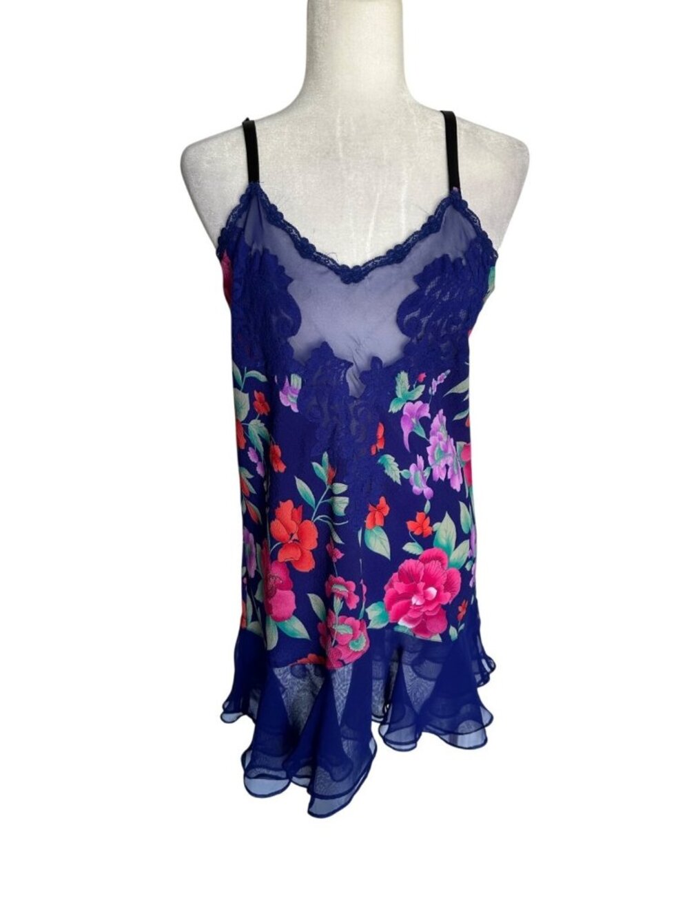 Victoria's Secret Gold Label LG Purple Floral Sheer Slip Dress Y2K Fairy VTG